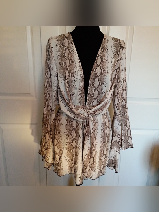 Other - Snake Print V-Neck Women’s Swim Suit Cover up in Beige
